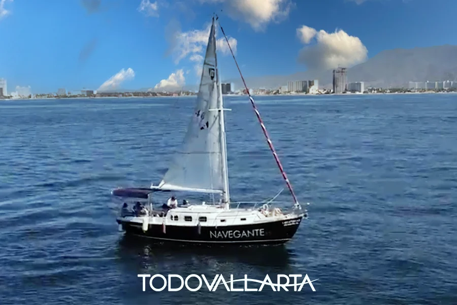 Navegante XS sailing across the blue waters of Puerto Vallarta.