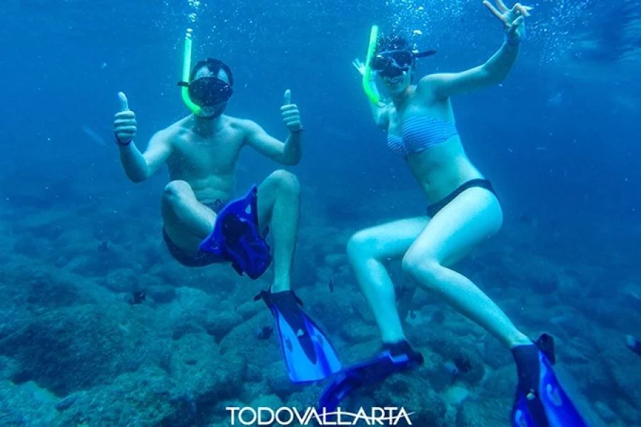 Snorkeling duo underwater