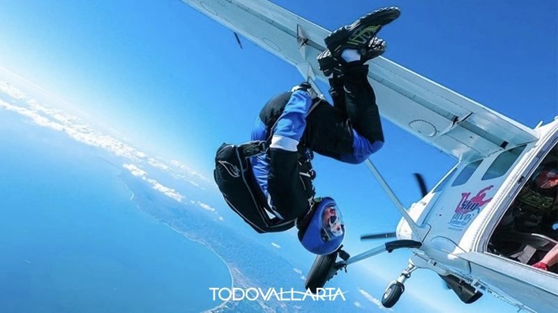 Skydiver flipping out of plane