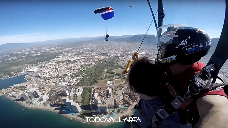 Parachuting down over Puerto Vallarta